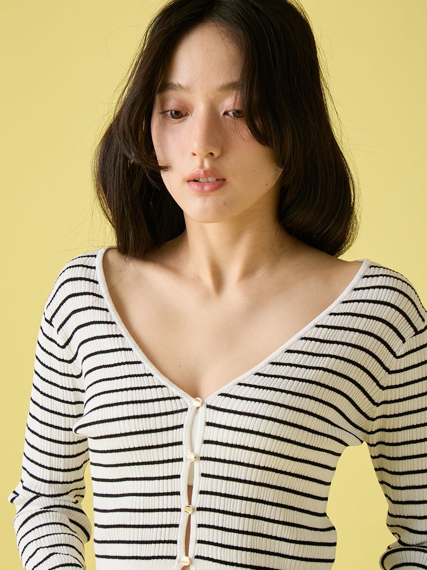 LILY BROWN「ウォッシャブルVネックニットカーディガン」|カーディガン|