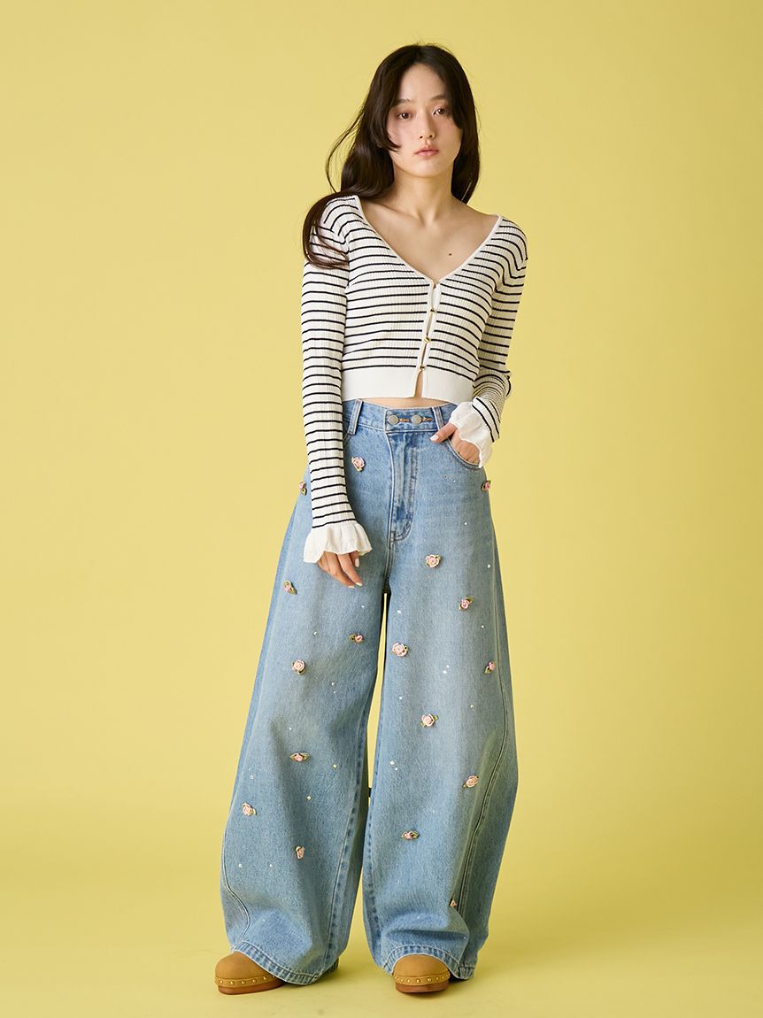 LILY BROWN「ウォッシャブルVネックニットカーディガン」|カーディガン|