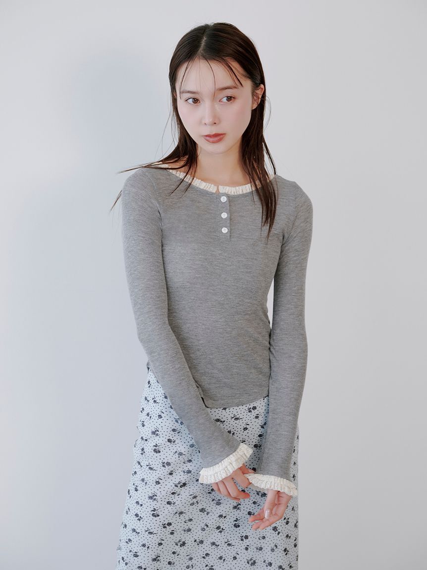 LILY BROWN「バックオープンヘンリーネックカットトップス」|Tシャツ・カットソー|