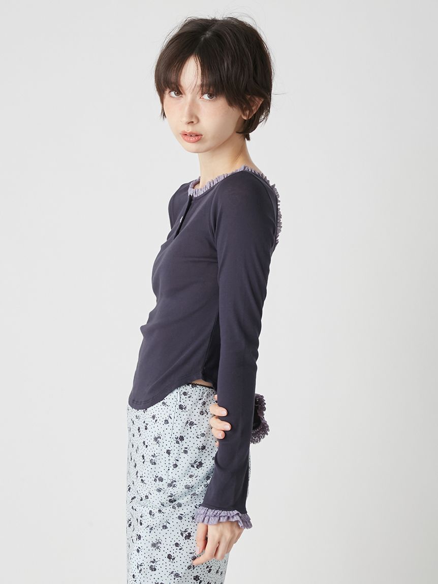 LILY BROWN「バックオープンヘンリーネックカットトップス」|Tシャツ・カットソー|