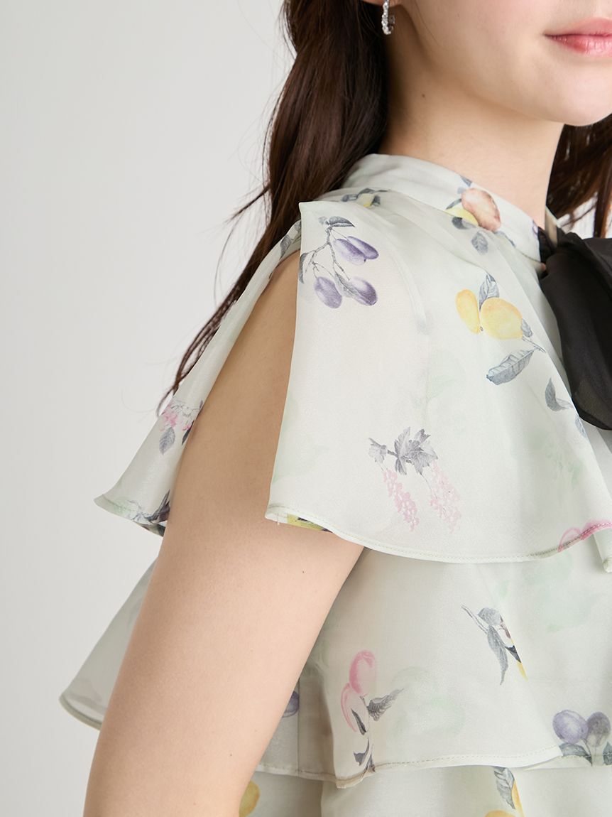 CELFORD「【洗える】フルーツプリントティアードブラウス」|シャツ・ブラウス|