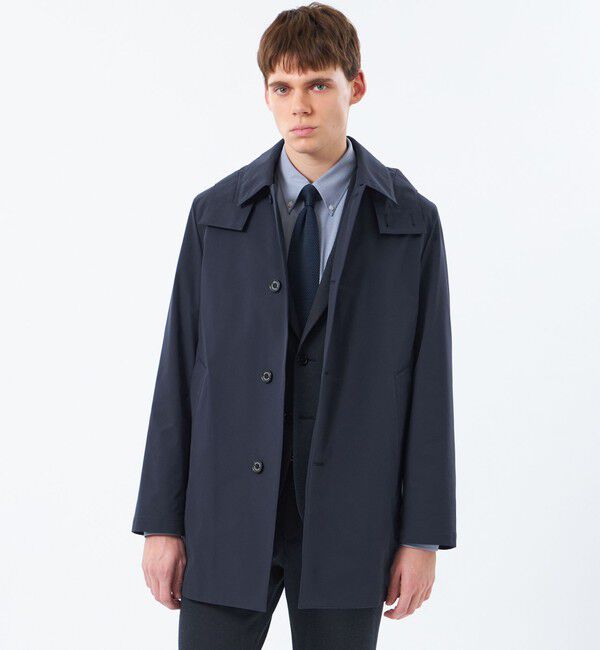 MACKINTOSH PHILOSOPHY「シャドーリップストップ  WELLINGTON(ウェリントン) BT HOOD SHORT」|ステンカラーコート|ネイビー