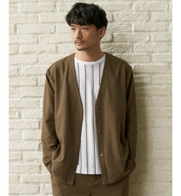 ikka「【イージーケア／シワ軽減】LANATEC アムンゼンカーディガン【セットアップ対応】」|シャツ・ブラウス|オリーブ