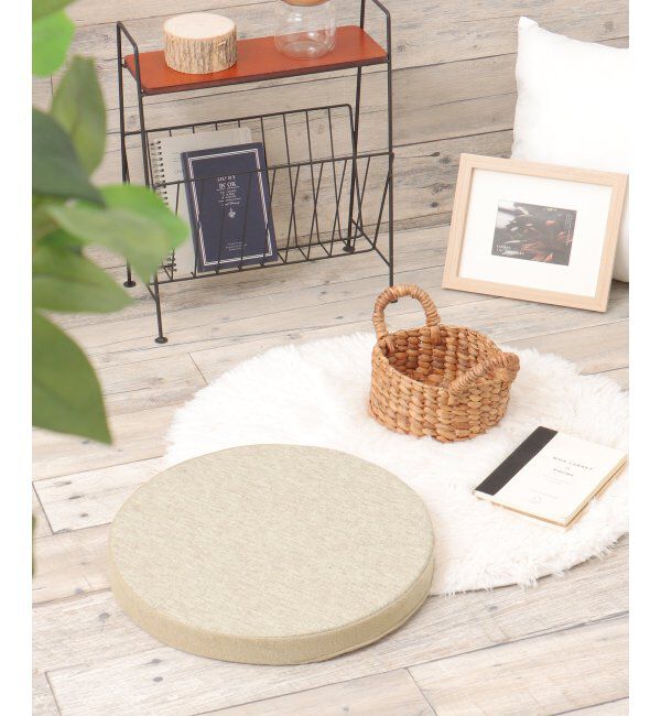 Lbc with Life「ラウンド スラブ&パイルシートクッション H4cm」|クッション・クッションカバー|ベージュ