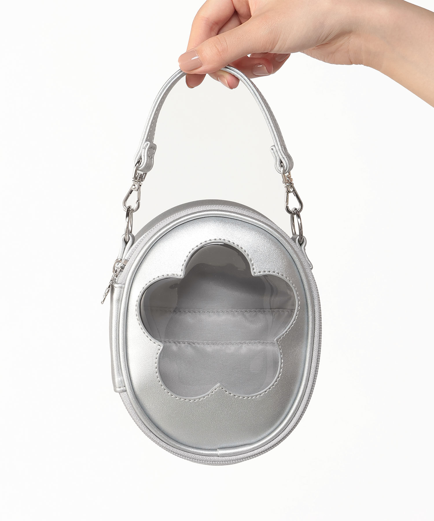 MARY QUANT「デイジークリアフレーム フェイバリットポーチ」|ポーチ|シルバー