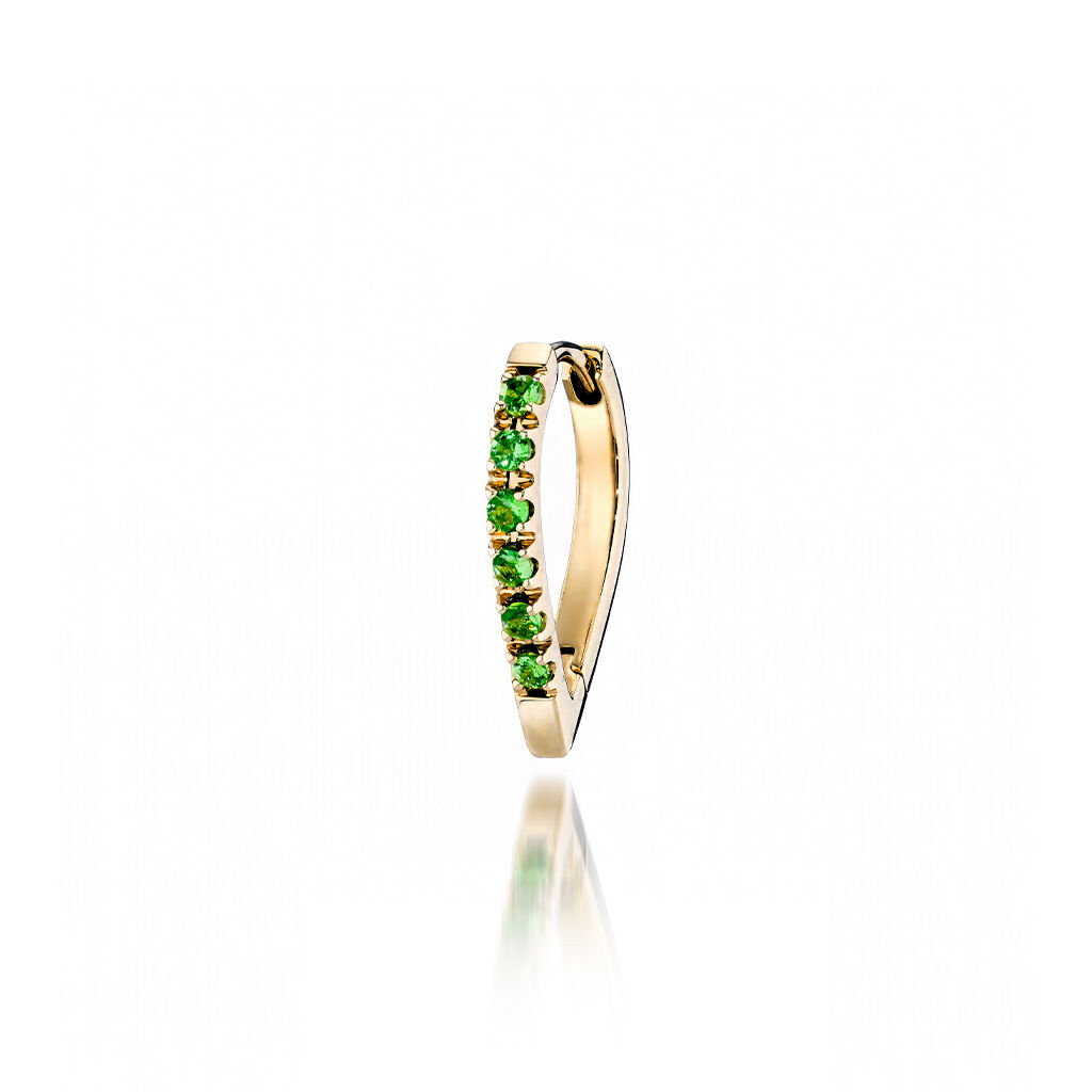 STAR JEWELRY「GREEN GARNET CLICK HOOP PIERCED EARRING(片耳用)」|ピアス|イエローゴールド