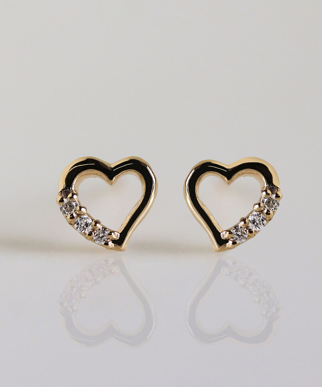  「ダイヤモンド ハート ピアス | K10YG」|ピアス|K10 イエローゴールド