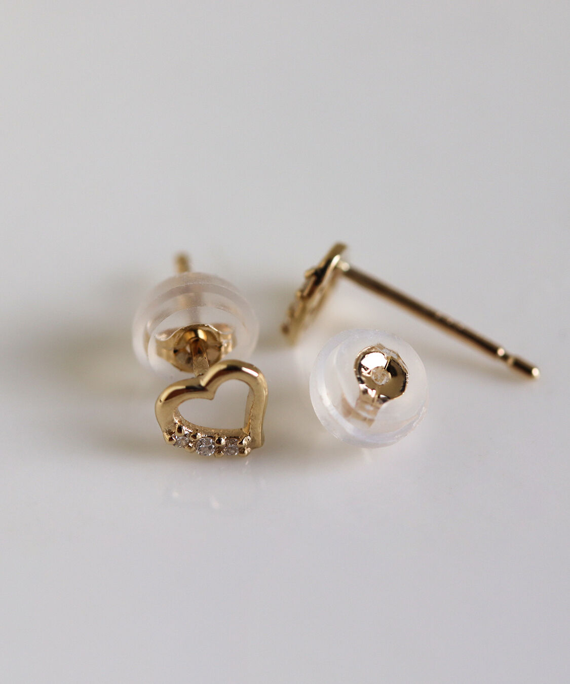 「ダイヤモンド ハート ピアス | K10YG」|ピアス|