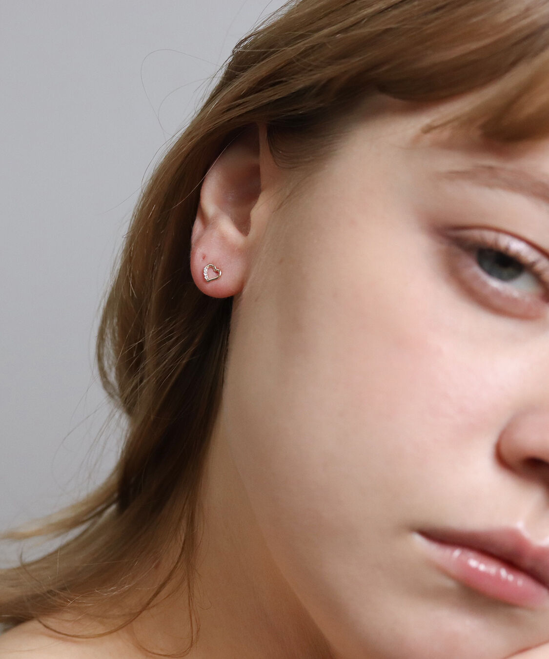  「ダイヤモンド ハート ピアス | K10YG」|ピアス|