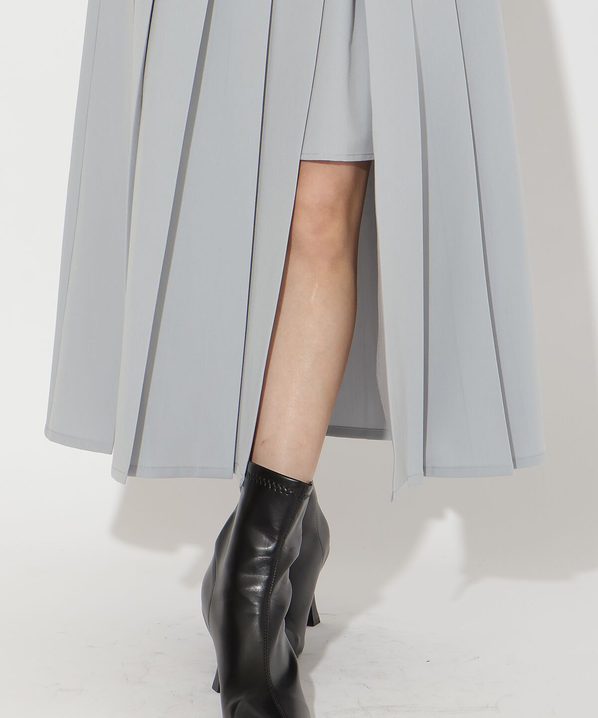 アンドクチュール「アシメプリーツスカート」|フレア|