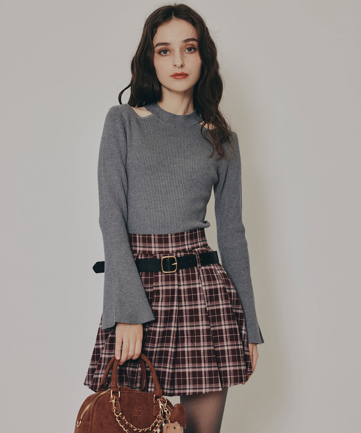 REDYAZEL「カットアウトリブニットトップス」|ニット・セーター|