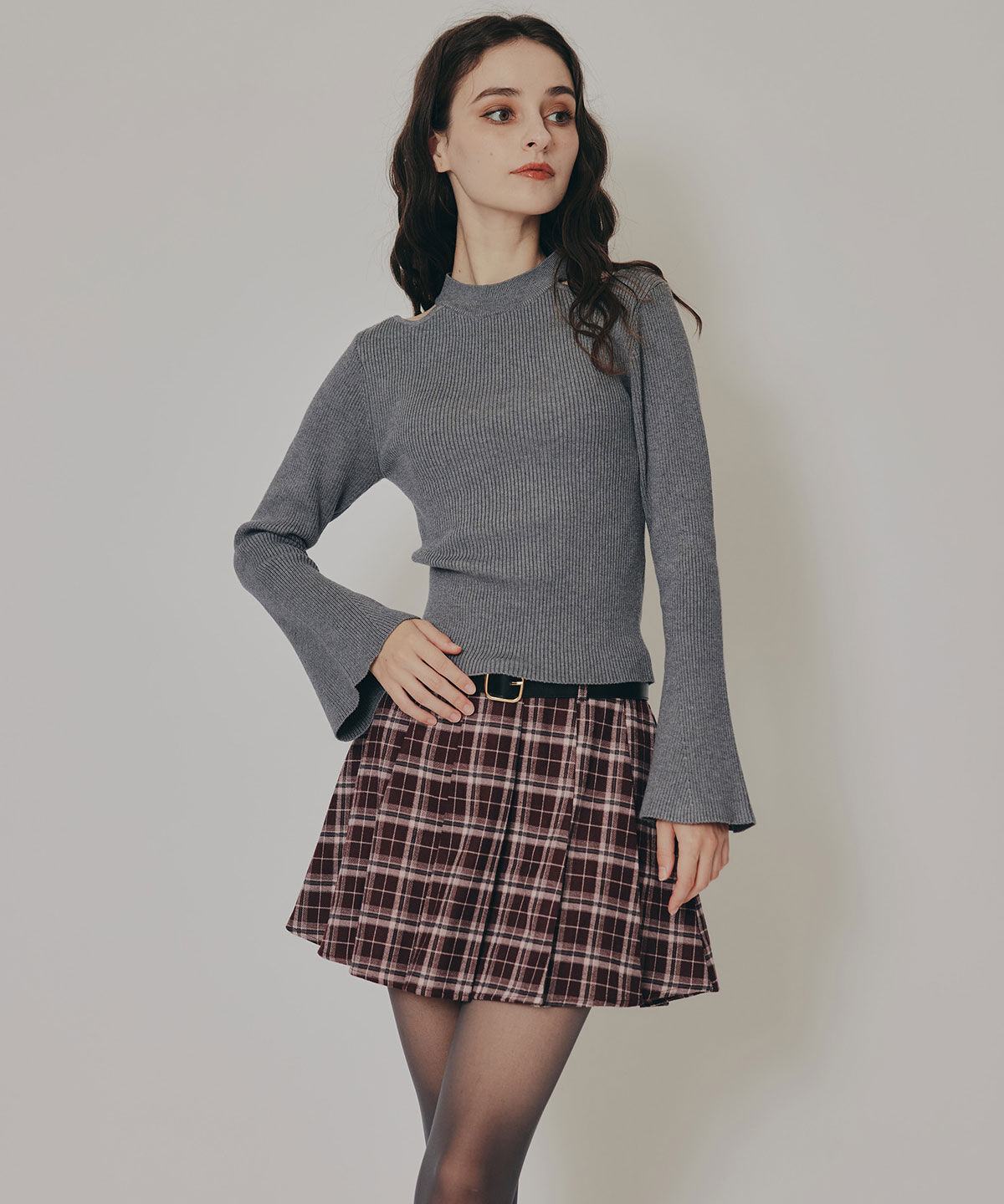 REDYAZEL「カットアウトリブニットトップス」|ニット・セーター|