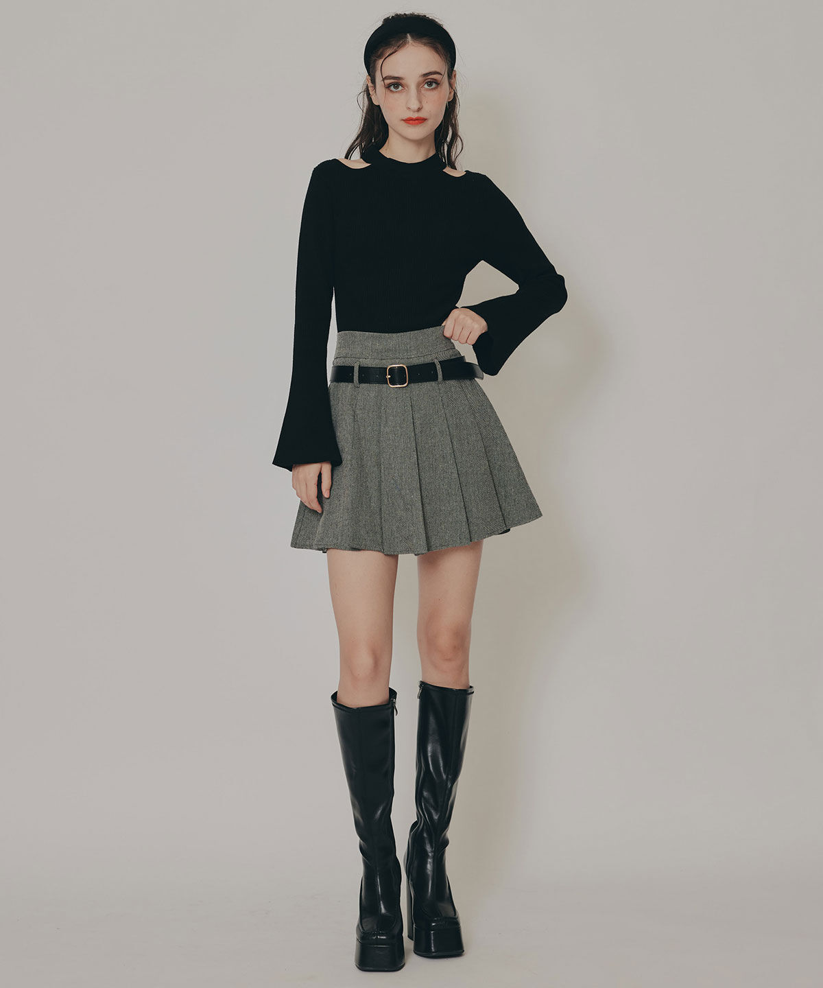 REDYAZEL「カットアウトリブニットトップス」|ニット・セーター|