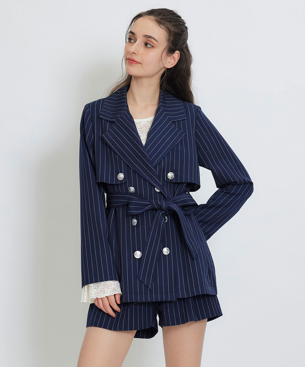 REDYAZEL「2WAYエンブレムボタンミドルトレンチコート」|トレンチコート|