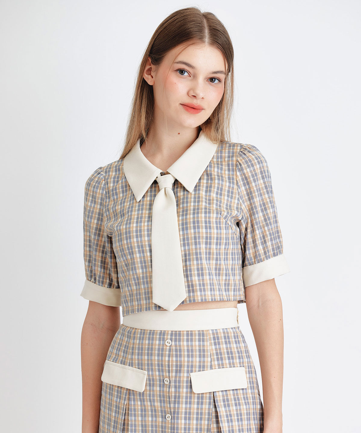 REDYAZEL「ﾌﾟﾚｯﾋﾟｰﾈｸﾀｲﾁｪｯｸﾌﾞﾗｳｽ&times;ﾌﾟﾘｰﾂﾐﾆｽｶｰﾄｾ  」|ワンピース|