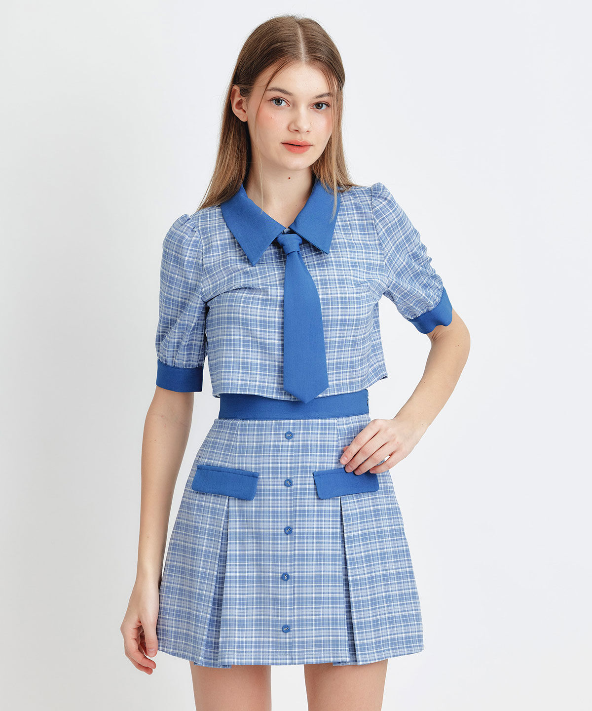 REDYAZEL「ﾌﾟﾚｯﾋﾟｰﾈｸﾀｲﾁｪｯｸﾌﾞﾗｳｽ&times;ﾌﾟﾘｰﾂﾐﾆｽｶｰﾄｾ  」|ワンピース|