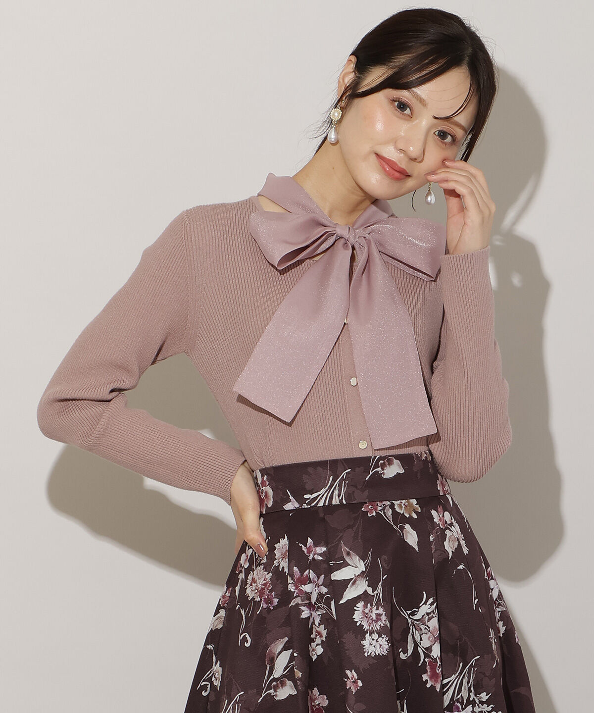 WILLSELECTION「シアーリボンニット」|ニット・セーター|ピンク