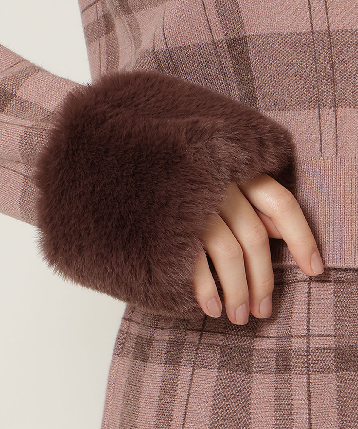 WILLSELECTION「チェック柄ファーカフスカーディガン」|カーディガン|