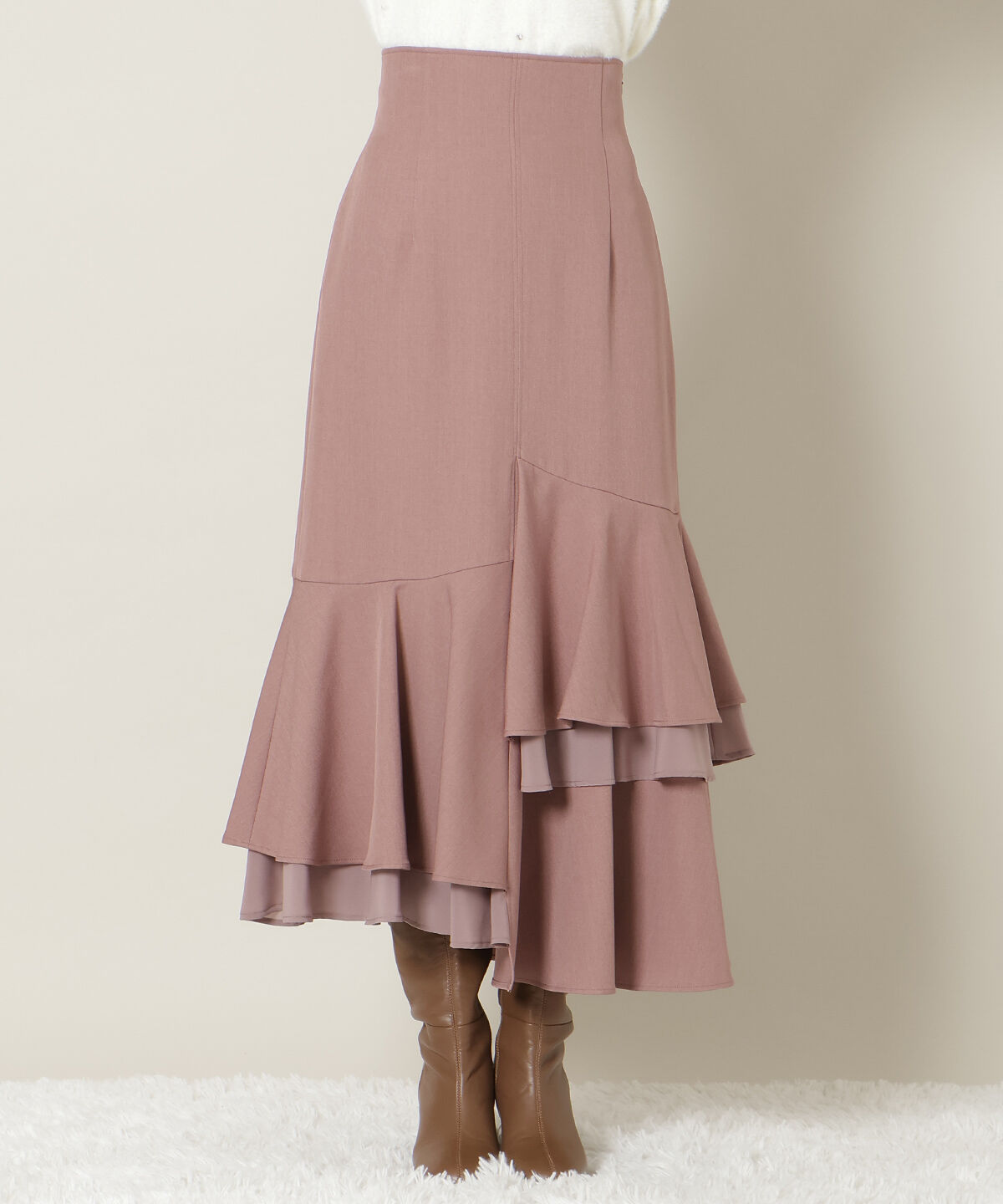 WILLSELECTION「アシンメトリーレイヤードヘムスカート」|フレア|