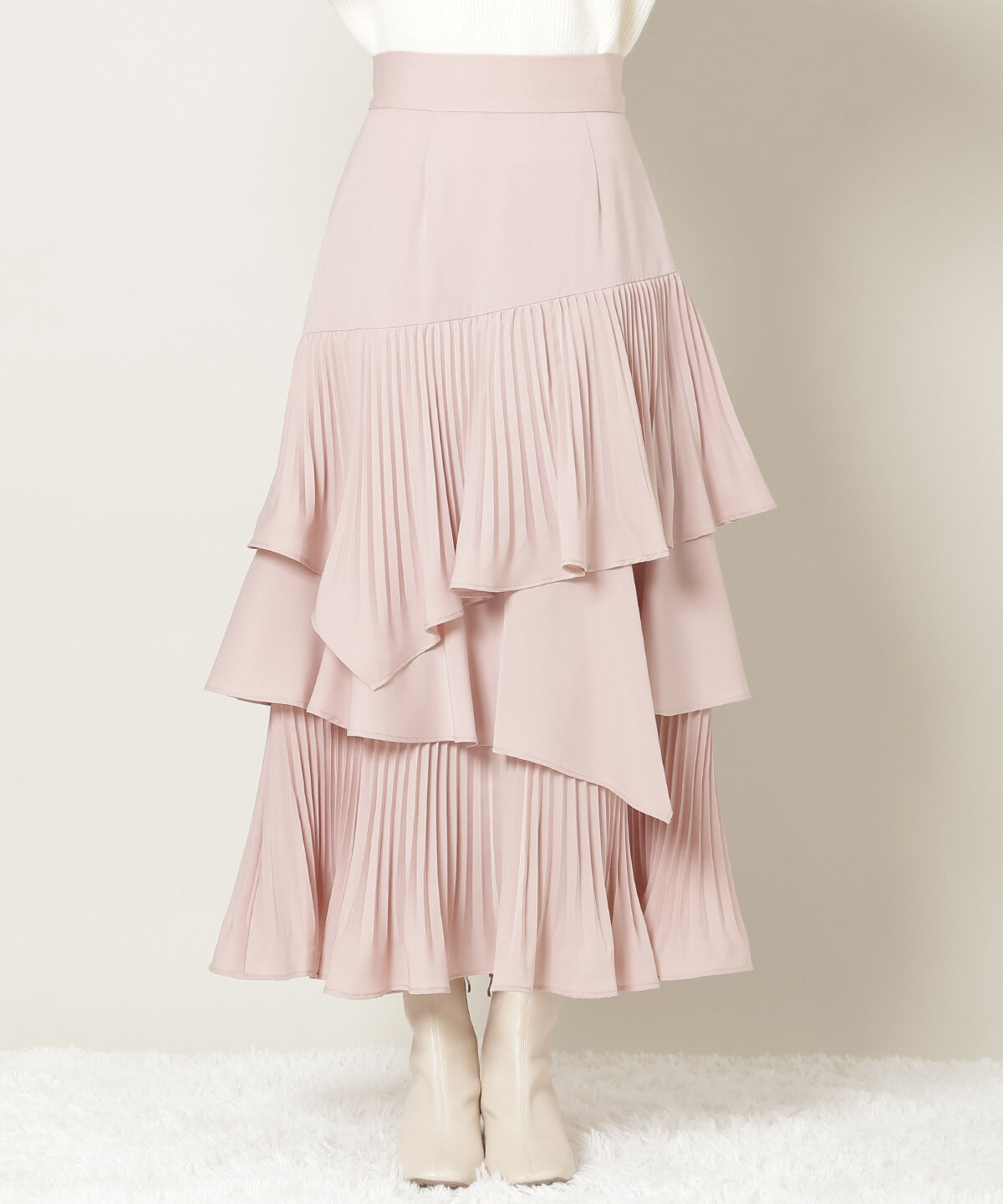 WILLSELECTION「プリーツシフォンティアードスカート」|フレア|