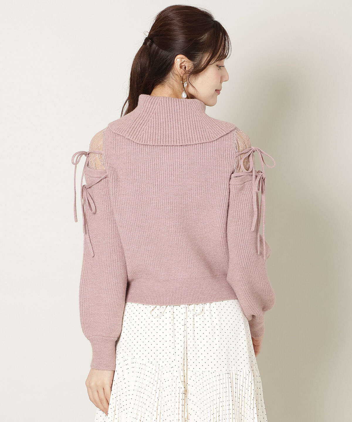 WILLSELECTION「レースショルダーオフタートルニット」|ニット・セーター|