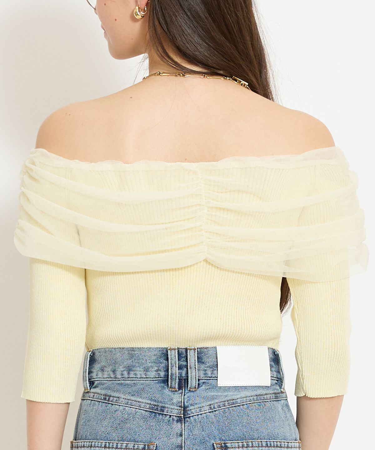 WILLSELECTION「リボンチュールレイヤードリブニット」|ニット・セーター|