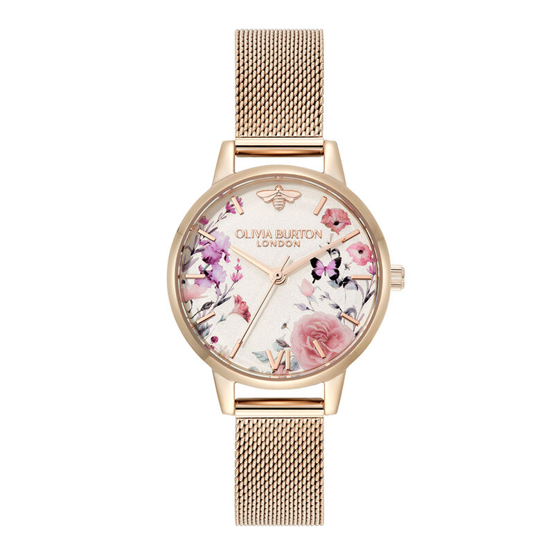 OLIVIA BURTON 「〈OLIVIA BURTON(ｵﾘﾋﾞｱﾊﾞｰﾄﾝ)〉ｼｸﾞﾈﾁｬｰ 30mm ｲﾗｽﾄﾚｲﾃｯﾄﾞ ﾌﾛｰﾗﾙ ﾛｰｽﾞｺﾞｰﾙﾄﾞﾒｯｼｭ」|腕時計|ROSE GOLD