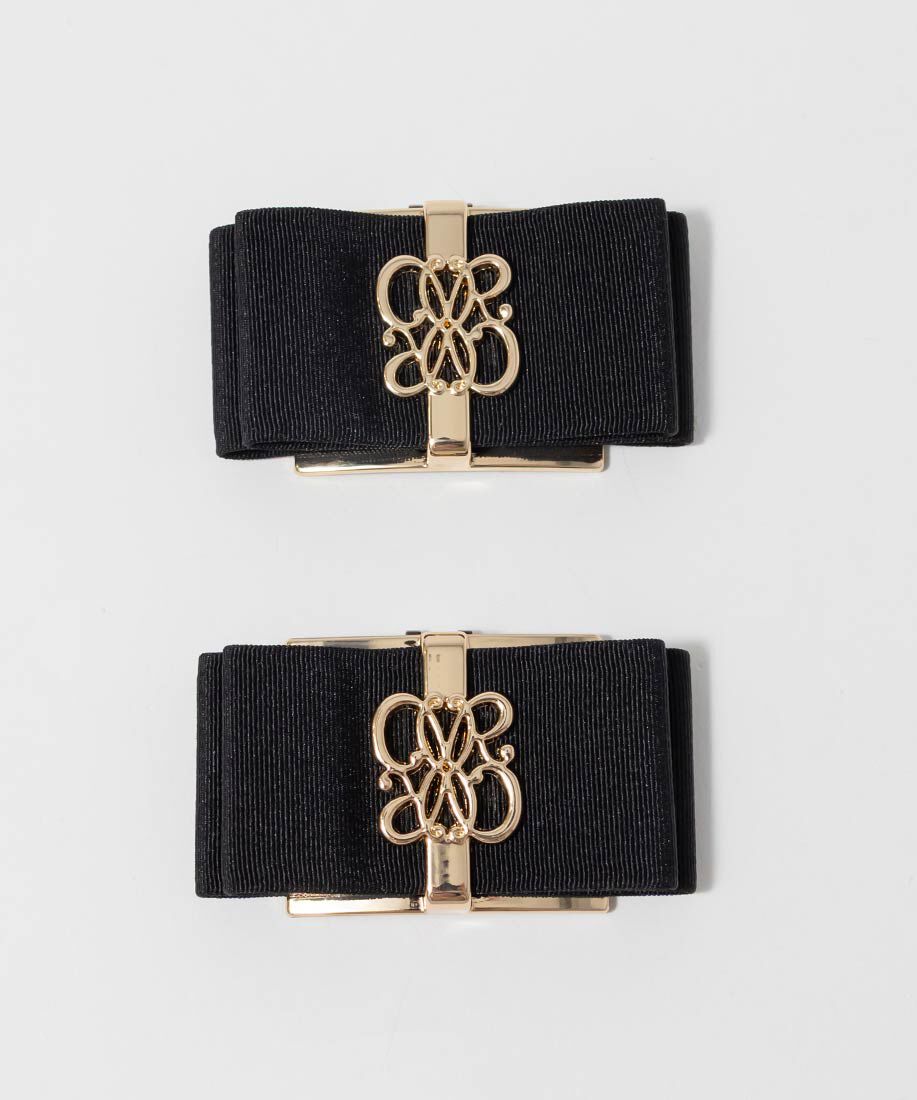  「モノグラムリボンシューズクリップ」|その他|ブラック