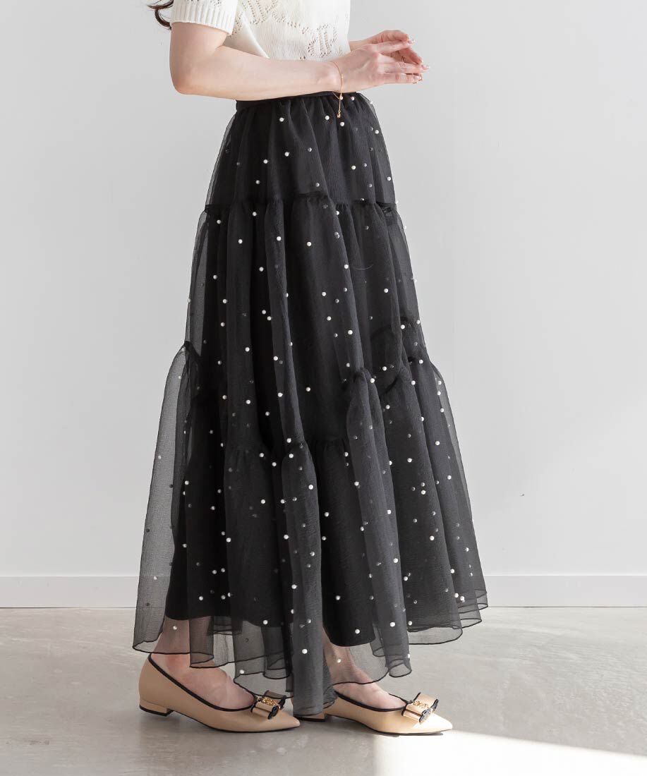  「モノグラムパーツリボンフラットパンプス」|パンプス|