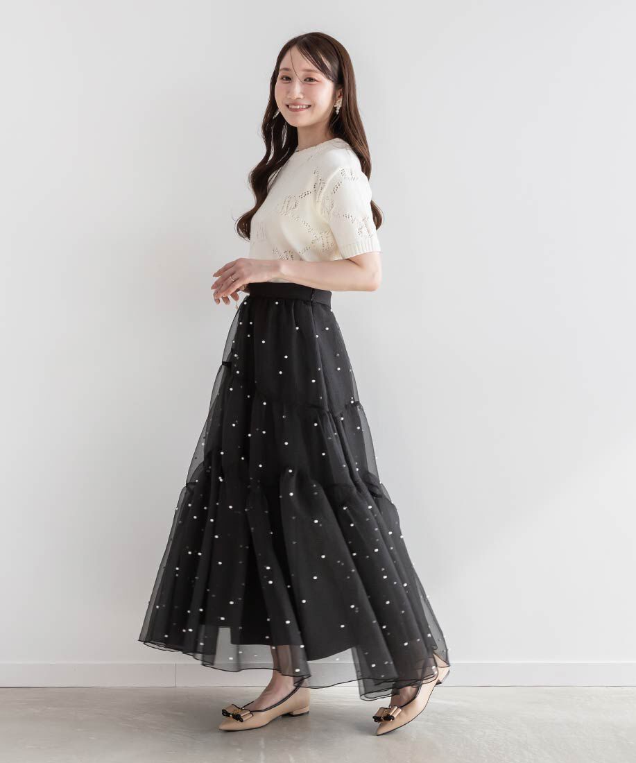  「モノグラムパーツリボンフラットパンプス」|パンプス|