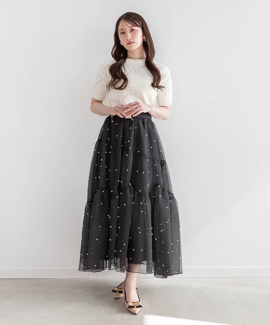  「モノグラムパーツリボンフラットパンプス」|パンプス|