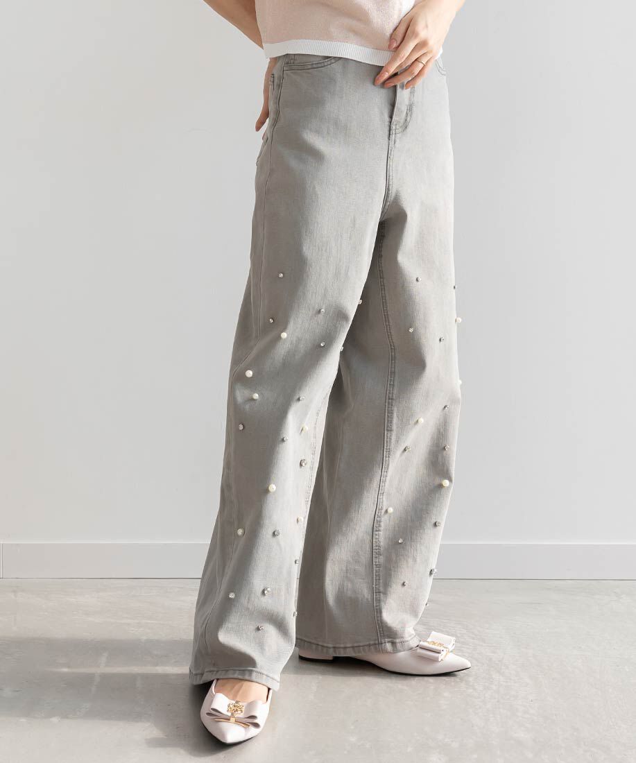  「モノグラムパーツリボンフラットパンプス」|パンプス|