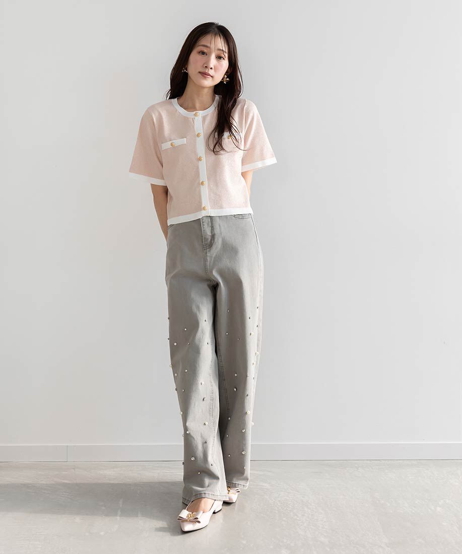  「モノグラムパーツリボンフラットパンプス」|パンプス|