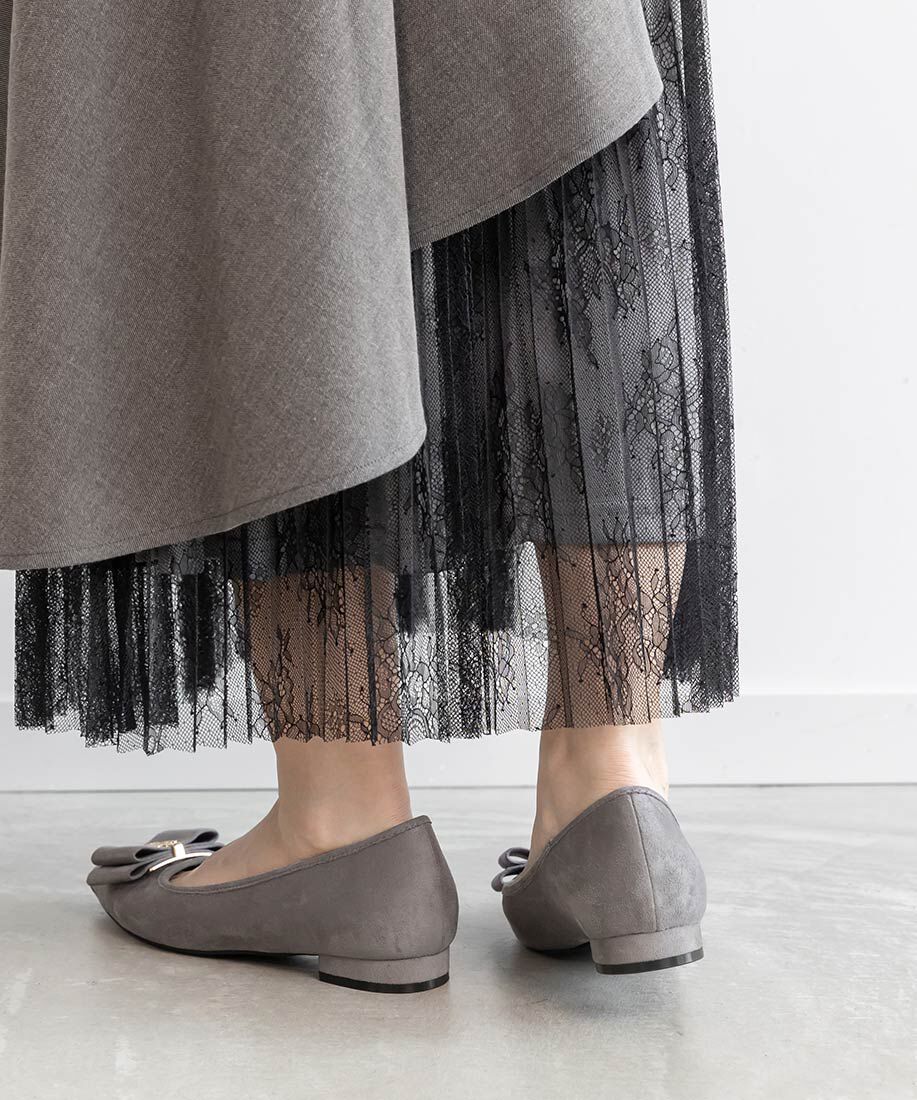  「モノグラムパーツリボンフラットパンプス」|パンプス|