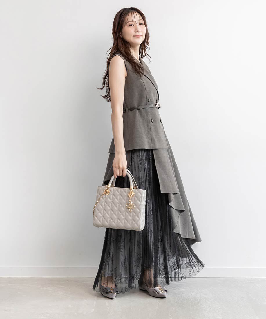  「モノグラムパーツリボンフラットパンプス」|パンプス|