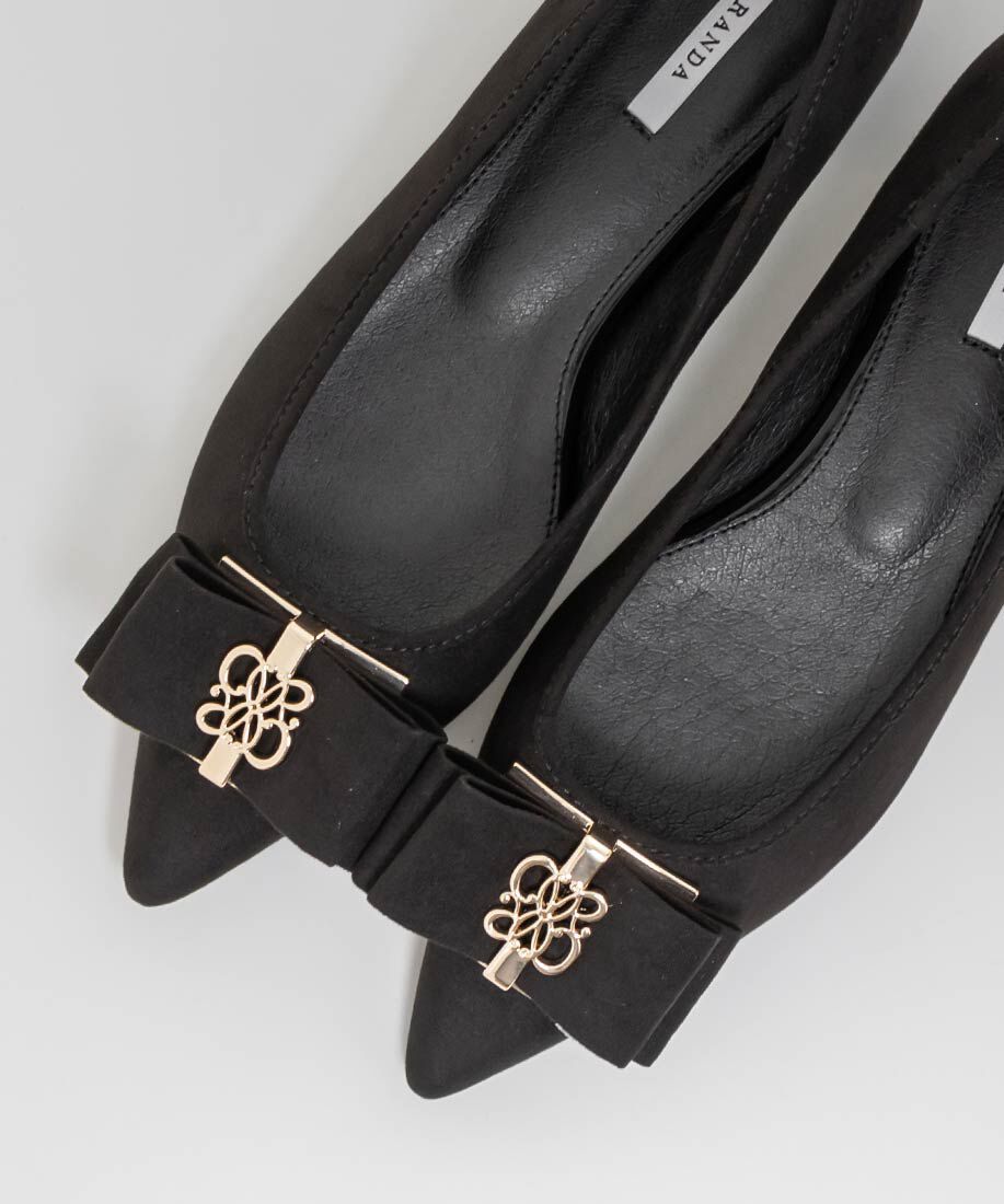  「モノグラムパーツリボンフラットパンプス」|パンプス|