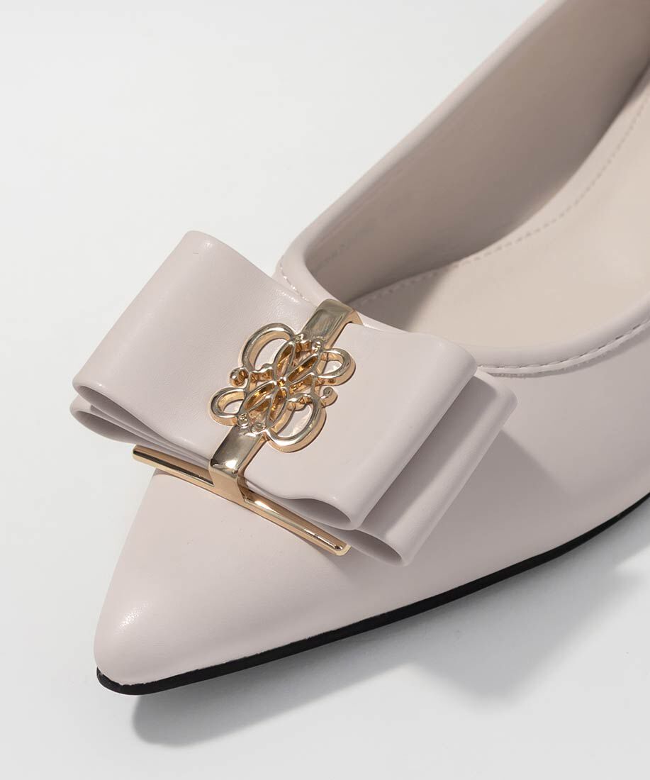  「モノグラムパーツリボンフラットパンプス」|パンプス|
