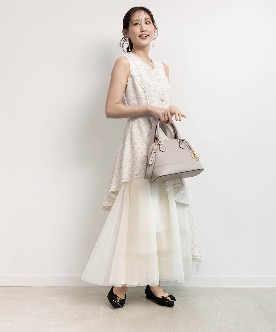  「モノグラムパーツリボンフラットパンプス」|パンプス|