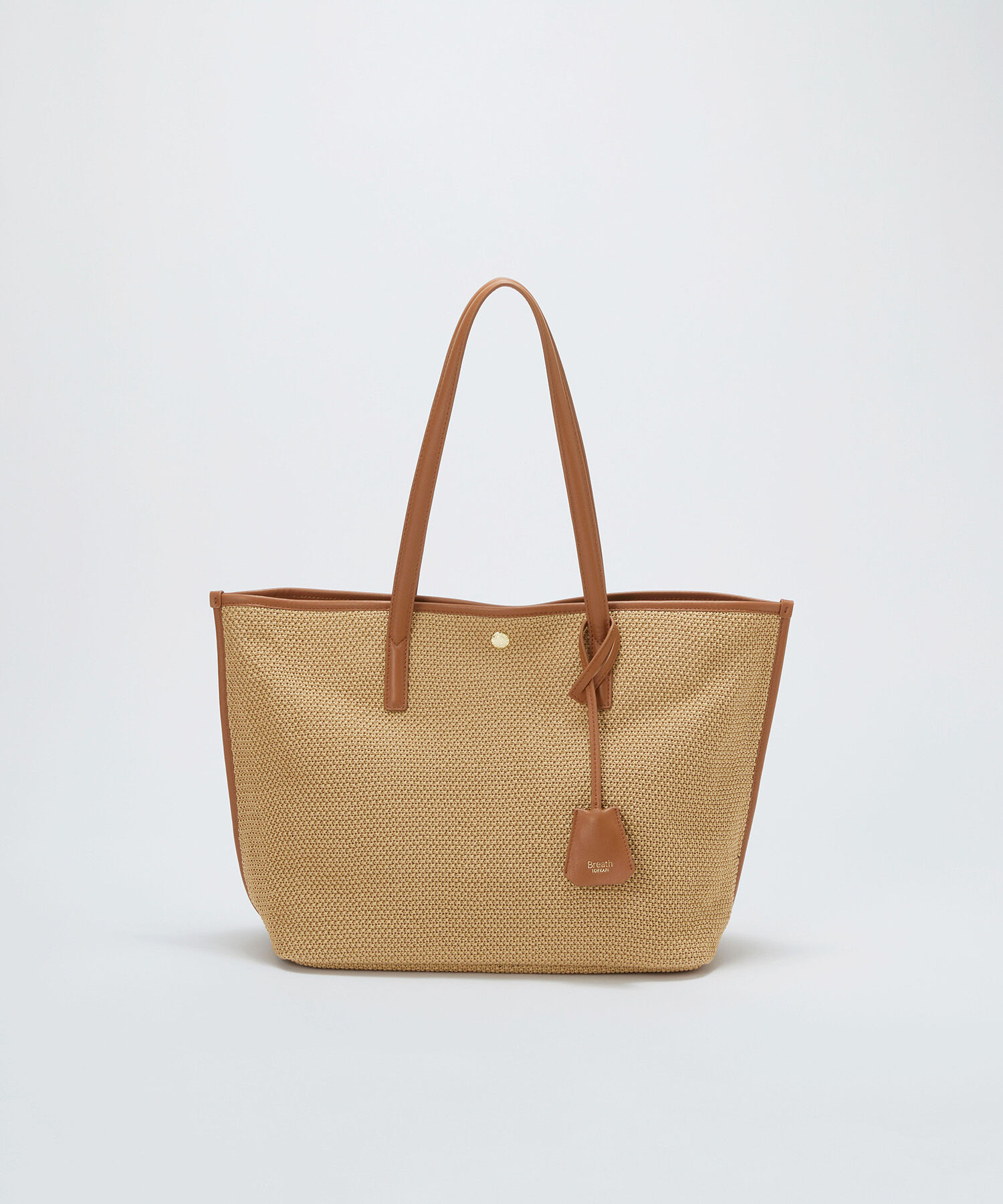 TOPKAPI BREATH「【Breath TOPKAPI】レザーコンビ 雑材風 シンプル トートバッグ チャーム付き　A4 / 軽量」|トートバッグ|