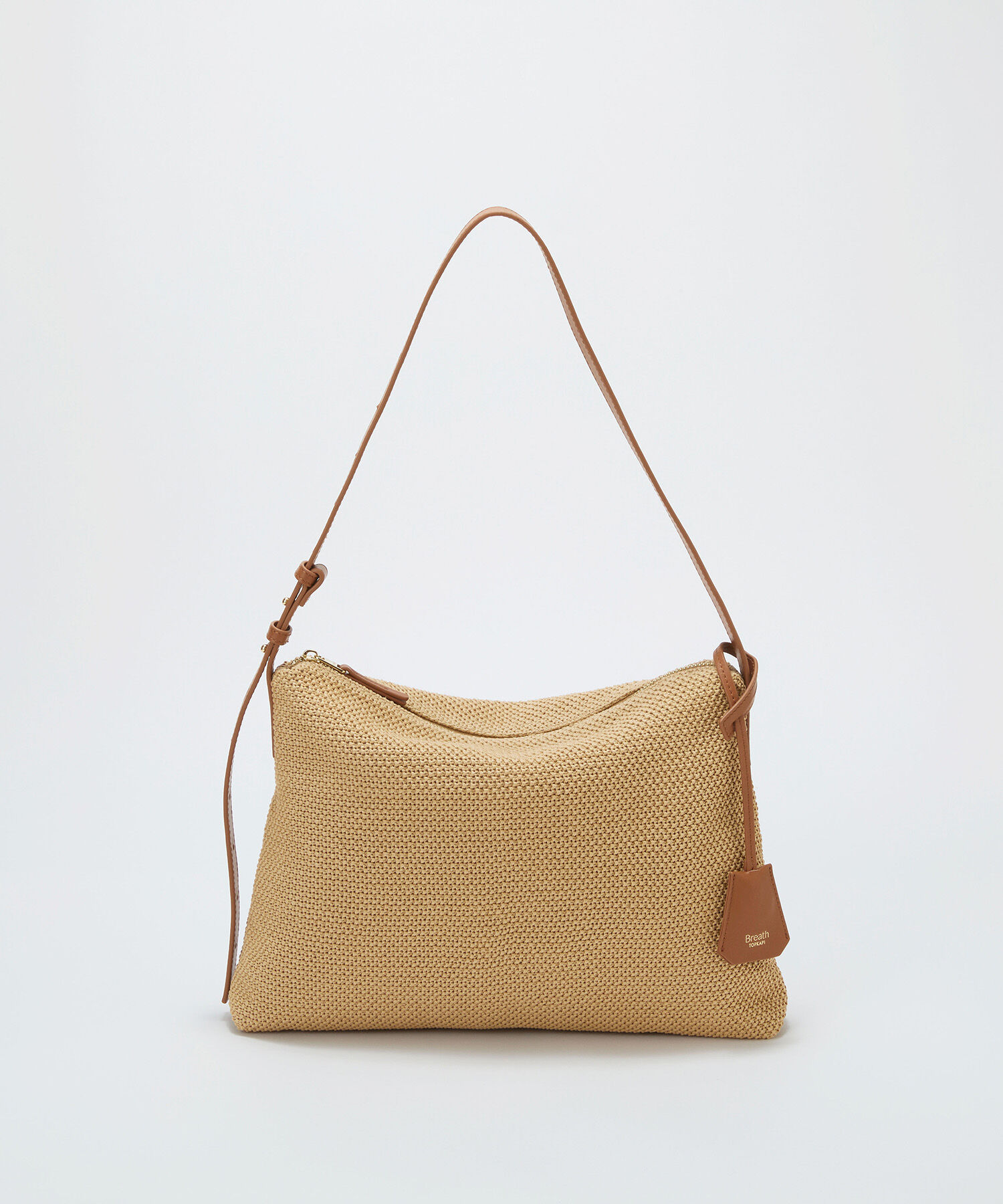 TOPKAPI BREATH「【Breath TOPKAPI】レザーコンビ 雑材風 シンプル ショルダーバッグ チャーム付き」|ショルダー・メッセンジャー|