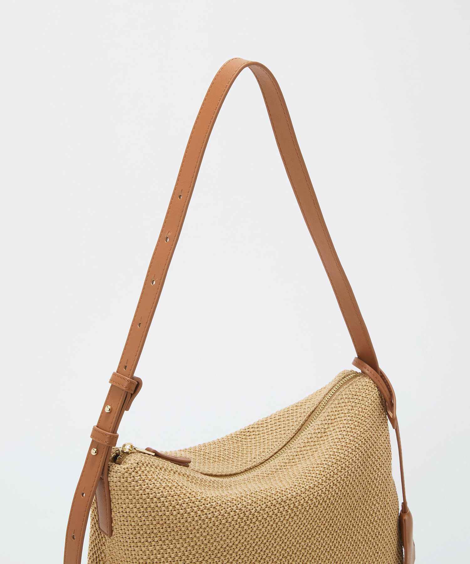 TOPKAPI BREATH「【Breath TOPKAPI】レザーコンビ 雑材風 シンプル ショルダーバッグ チャーム付き」|ショルダー・メッセンジャー|