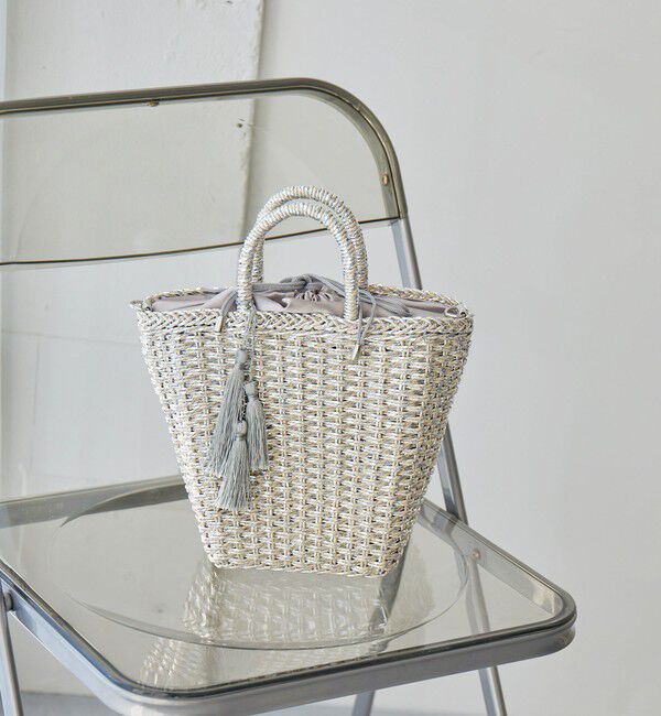 UNITED ARROWS green label relaxing「2WAY メタリック ペーパーカゴバッグ」|かごバッグ|SILVER