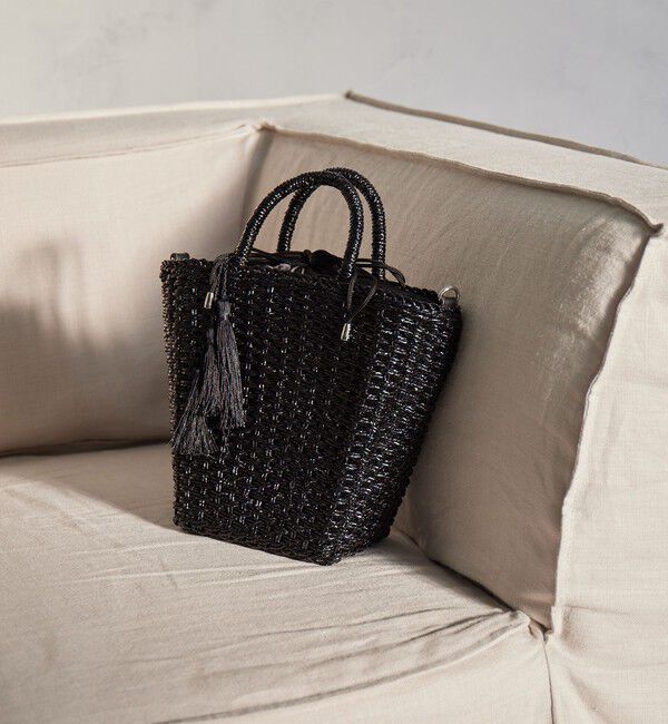 UNITED ARROWS green label relaxing「2WAY メタリック ペーパーカゴバッグ」|かごバッグ|BLACK