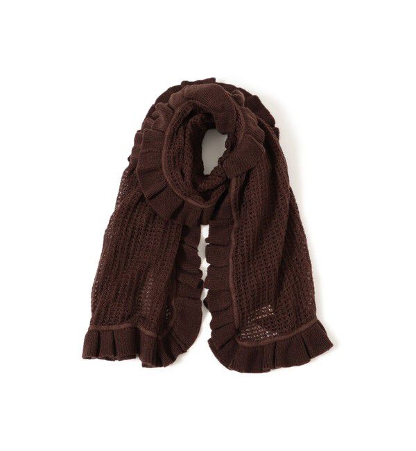 BEAMSBOY「透かし編み フリル ストール」|マフラー|BROWN