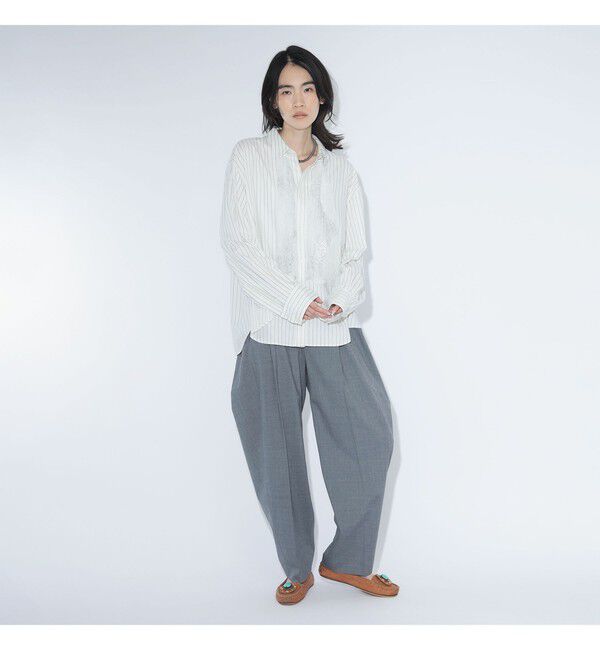 BEAMSBOY「maturely / チョーク ストライプ レース タイ ロングスリーブ」|シャツ・ブラウス|