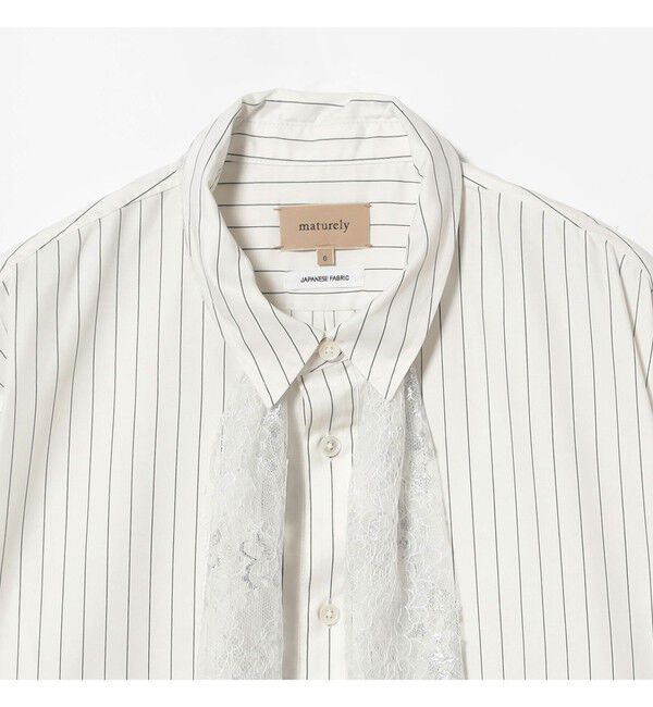 BEAMSBOY「maturely / チョーク ストライプ レース タイ ロングスリーブ」|シャツ・ブラウス|