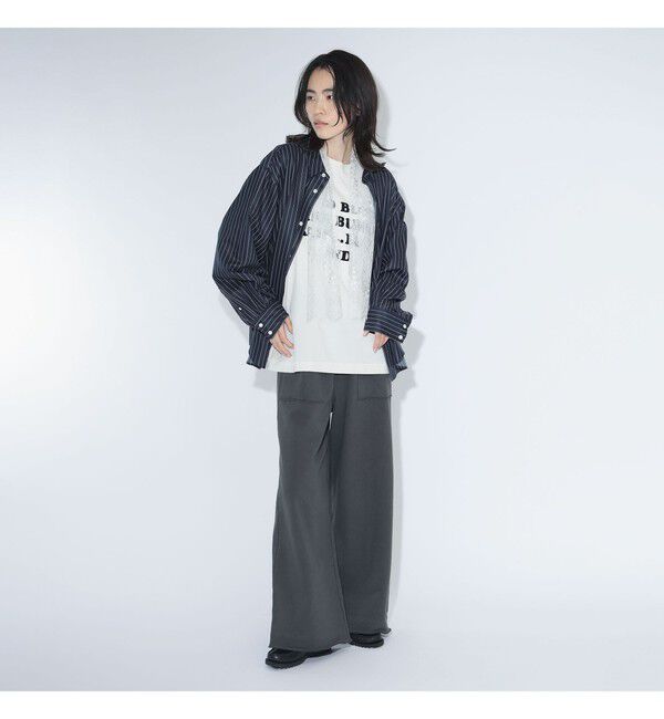 BEAMSBOY「maturely / チョーク ストライプ レース タイ ロングスリーブ」|シャツ・ブラウス|