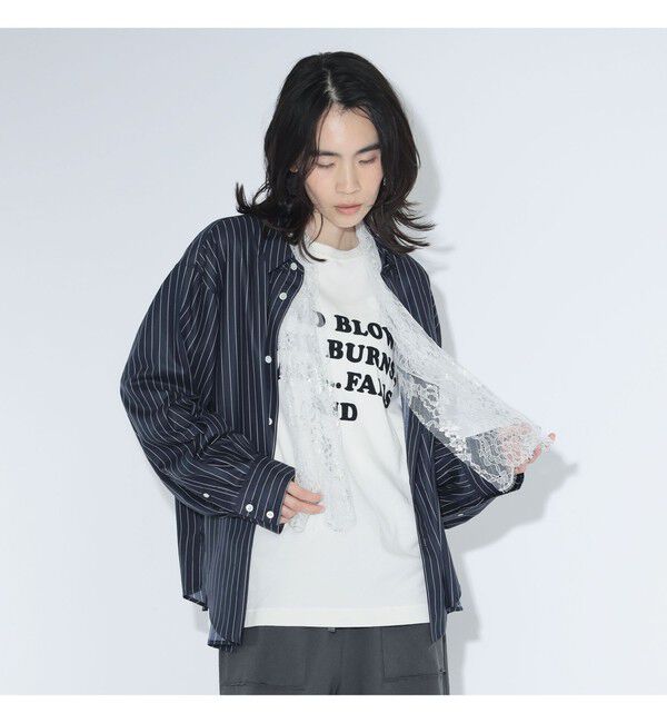 BEAMSBOY「maturely / チョーク ストライプ レース タイ ロングスリーブ」|シャツ・ブラウス|