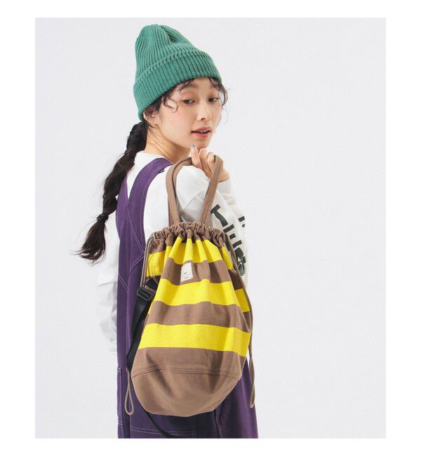 BEAMSBOY「【別注】N,P,E / ボーダー カットソー ペイシェントバッグ L」|その他|BROWN_BEIGE/YELLOW