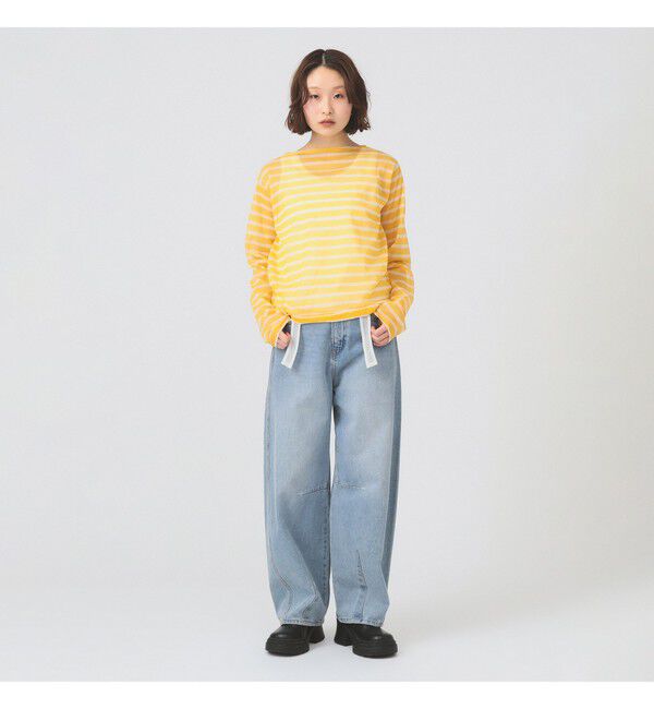 Ray BEAMS 「ORCIVAL / シースルー ボーダー ロングスリーブ カットソー」|Tシャツ・カットソー|